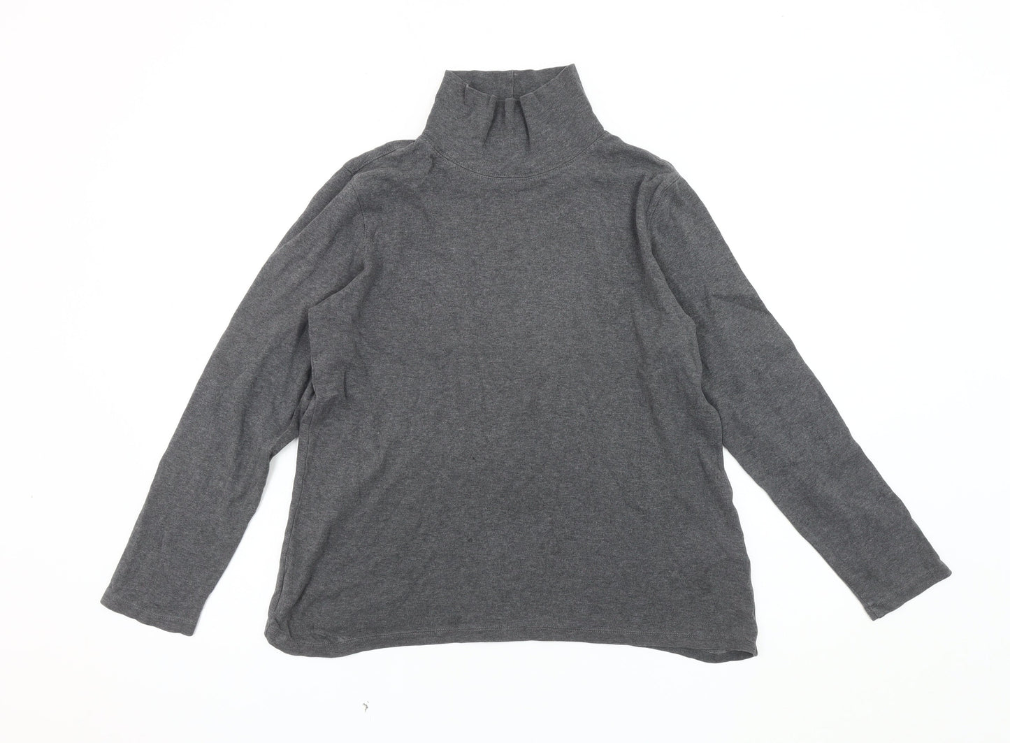 Lands' End Women’s Grey High Neck Long Sleeve T-Shirt