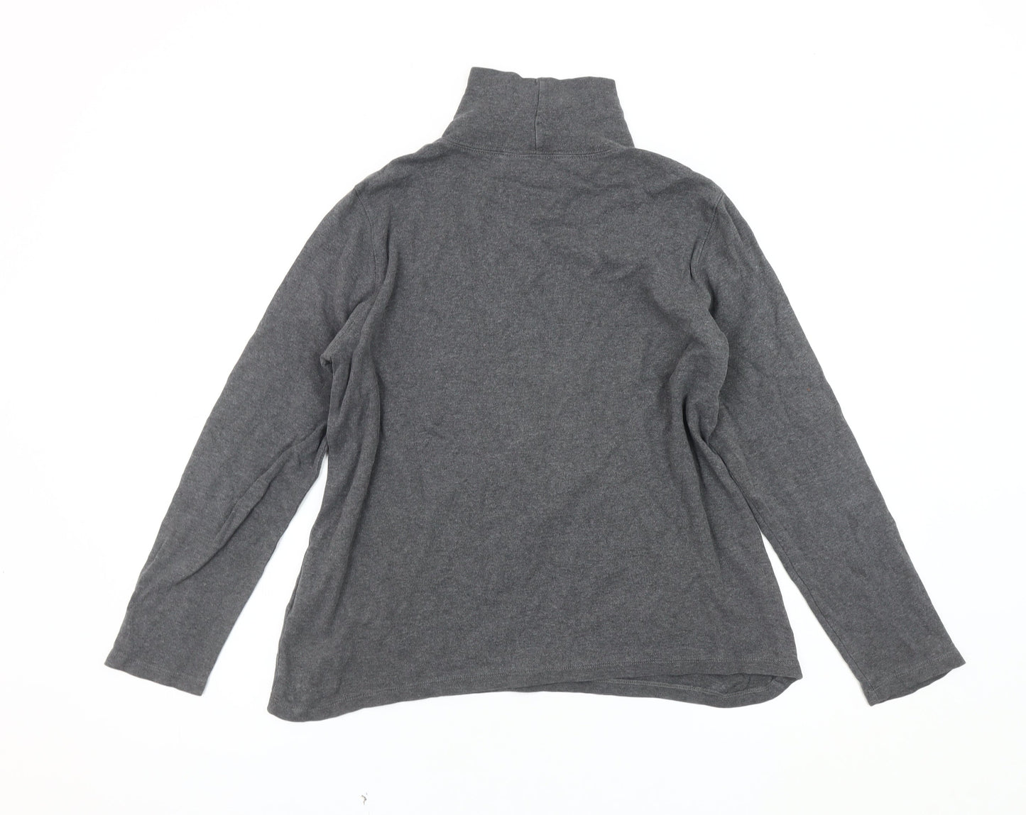 Lands' End Women’s Grey High Neck Long Sleeve T-Shirt