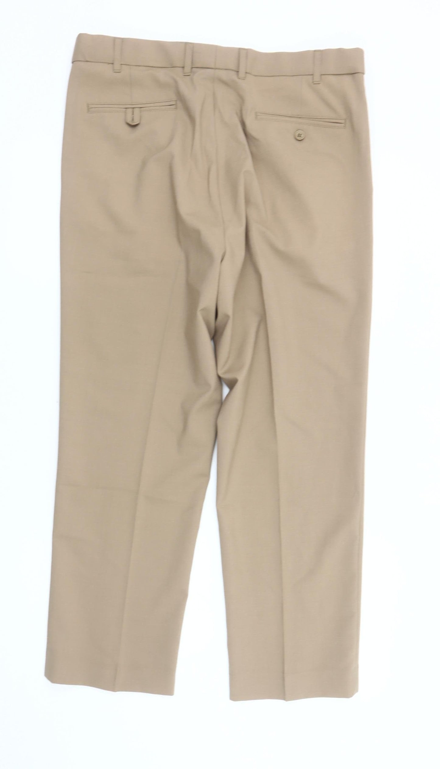 Peter Christian Men's Beige Wool Blend Trousers, Size 36, Pleated