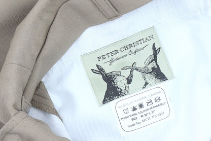 Peter Christian Men's Beige Wool Blend Trousers, Size 36, Pleated