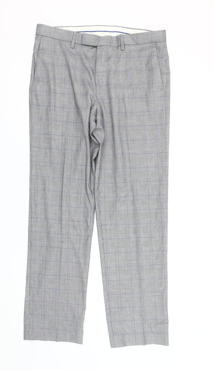 Marks and Spencer Men's Grey Regular Fit Trousers