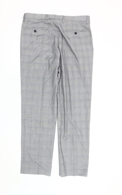 Marks and Spencer Men's Grey Regular Fit Trousers