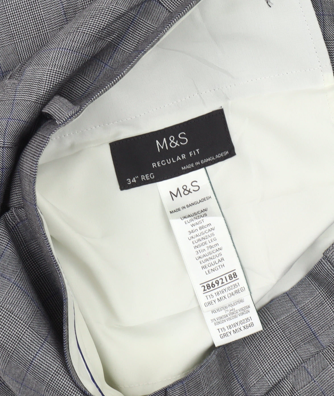 Marks and Spencer Men's Grey Regular Fit Trousers