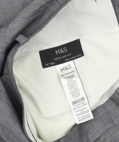 Marks and Spencer Men's Grey Regular Fit Trousers