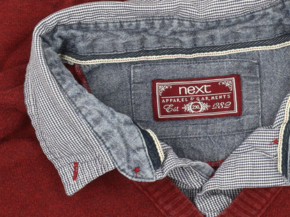 Next Men's Red Cotton V-Neck Jumper 2XL