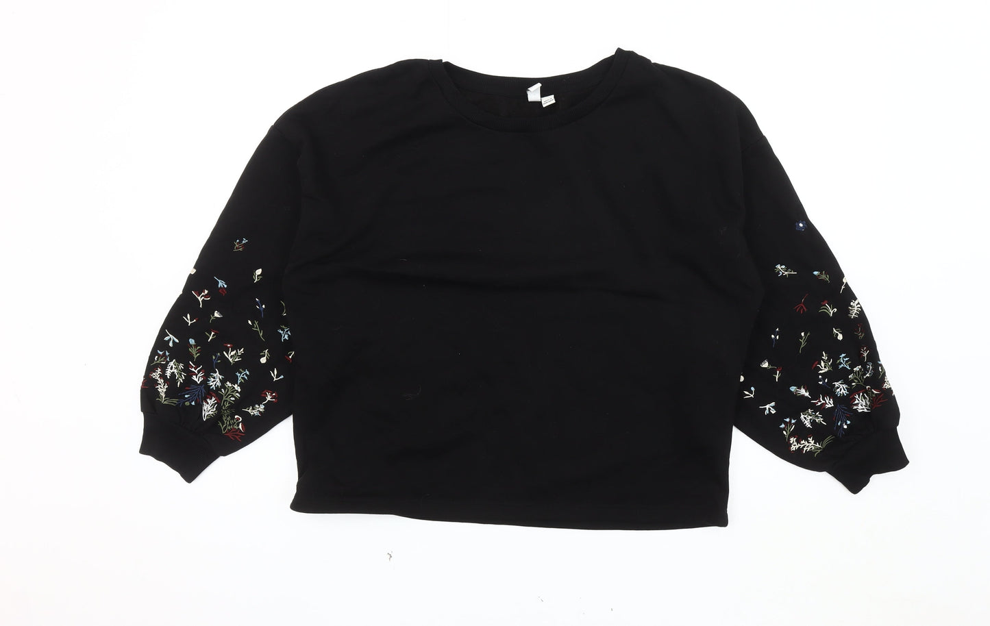 JDY Women's Black Embroidered Pullover Sweatshirt Medium