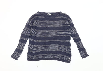 Womens UK Size 8 FatFace Blue Basic T-Shirt