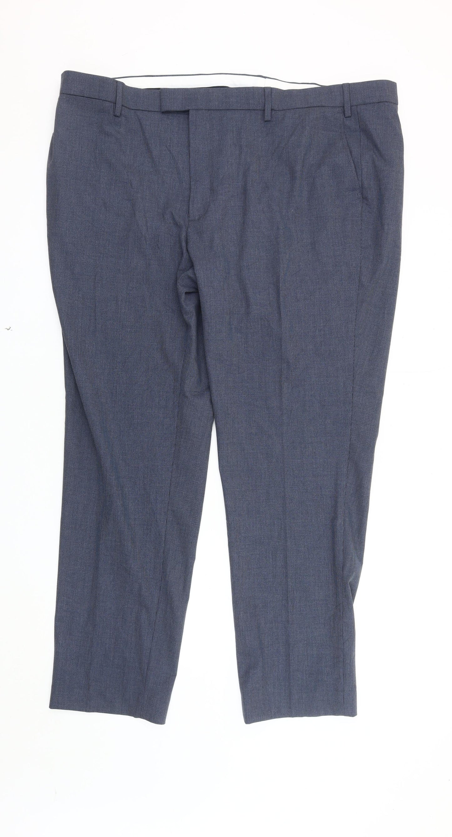 Marks and Spencer Men's Blue Regular Fit Trousers