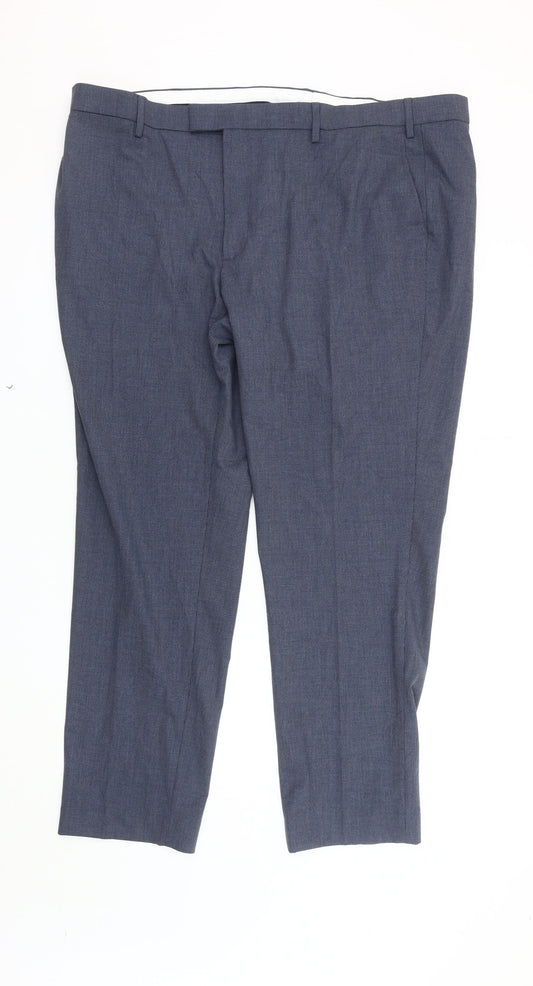 Marks and Spencer Men's Blue Regular Fit Trousers