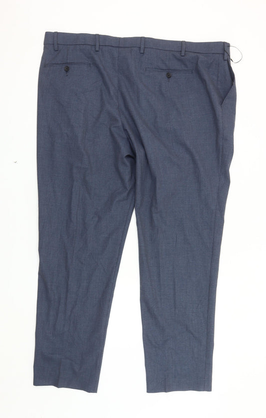 Marks and Spencer Men's Blue Regular Fit Trousers
