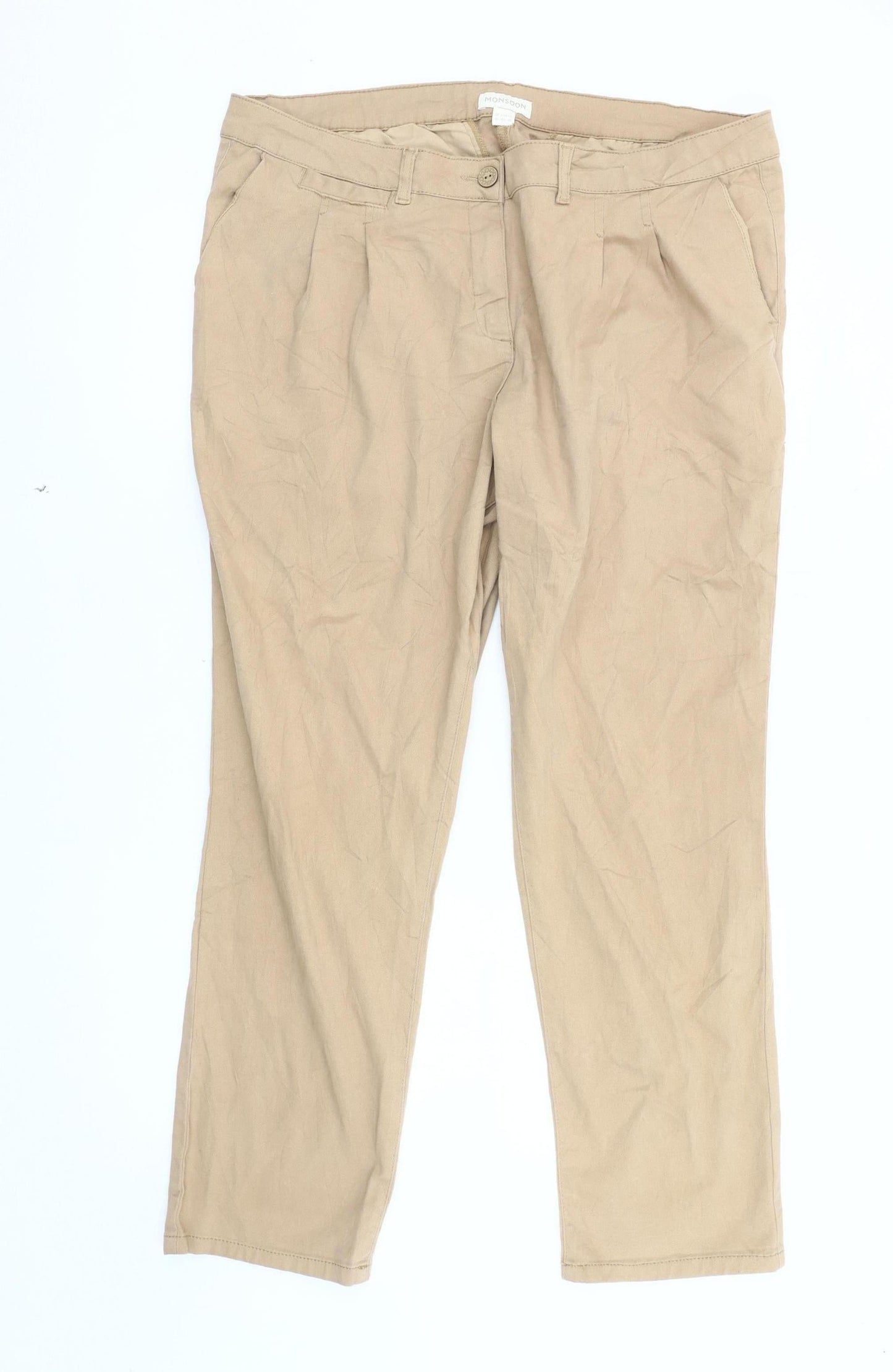 Monsoon Women’s Beige Straight Trousers, Size 18