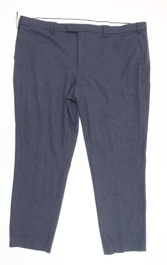 Marks and Spencer Men's Blue Regular Trousers, Size 48