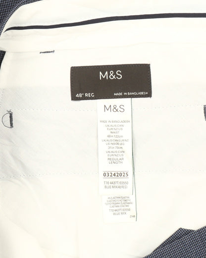 Marks and Spencer Men's Blue Regular Trousers, Size 48
