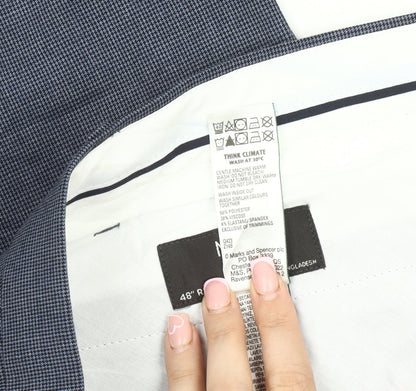 Marks and Spencer Men's Blue Regular Trousers, Size 48