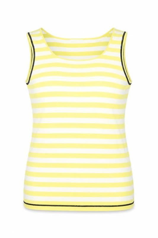 Oui Women's Yellow Striped Sleeveless Tank Size 16