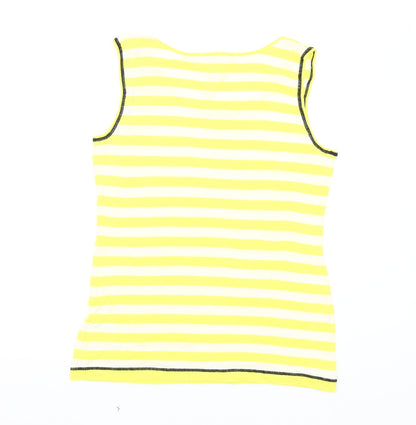 Oui Women's Yellow Striped Sleeveless Tank Size 16