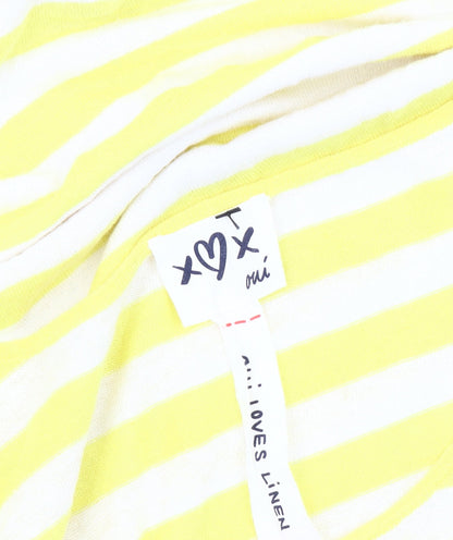 Oui Women's Yellow Striped Sleeveless Tank Size 16