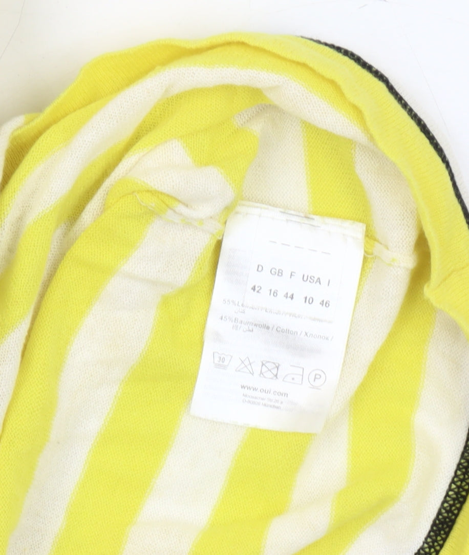 Oui Women's Yellow Striped Sleeveless Tank Size 16