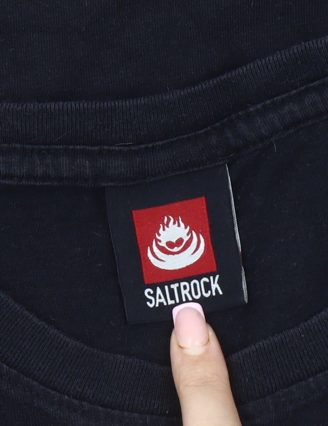 Saltrock Men's Black Crew Neck T-Shirt, Size S, Cotton