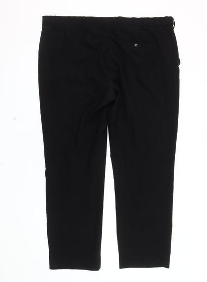 Marks and Spencer Men's Black Regular Fit Trousers 42