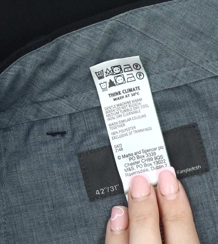 Marks and Spencer Men's Black Regular Fit Trousers 42