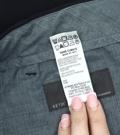 Marks and Spencer Men's Black Regular Fit Trousers 42