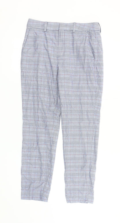 Massimo Dutti Men's Blue Plaid Trousers M