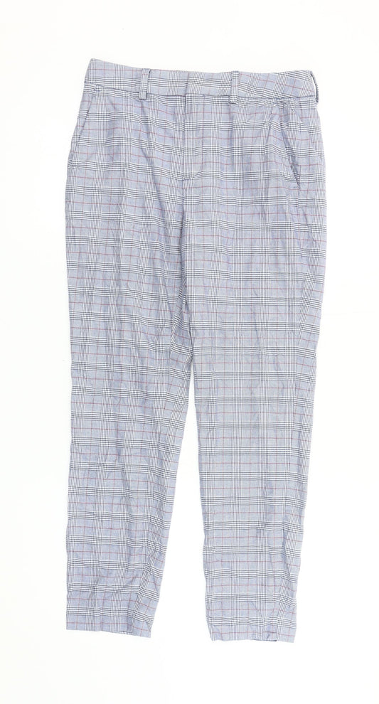 Massimo Dutti Men's Blue Plaid Trousers M
