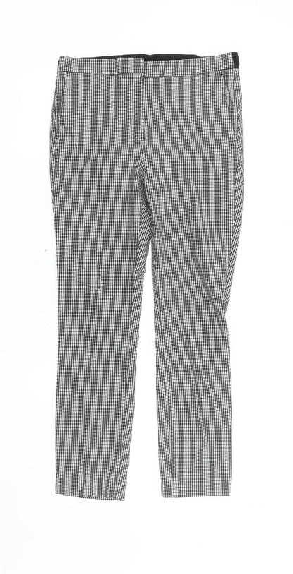 Zara Women's Black Houndstooth Straight Trousers L