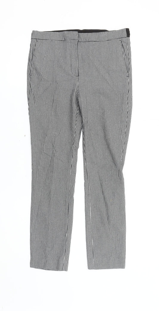 Zara Women's Black Houndstooth Straight Trousers L