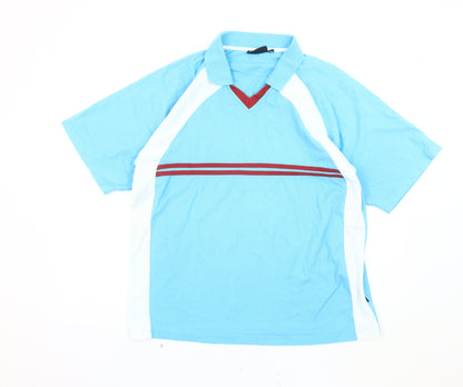 WESTSPORT Men's Polo Shirt Blue XL Striped Short Sleeve