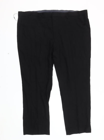 Marks and Spencer Men's Black Regular Trousers Size 46