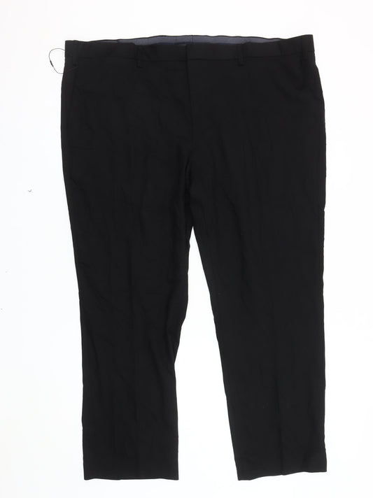 Marks and Spencer Men's Black Regular Trousers Size 46