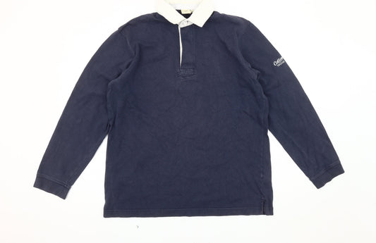 Cotton Traders Men's Blue M Long Sleeve Polo Shirt