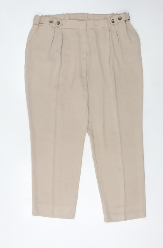 Womens UK Size 18 Principles Relaxed Fit Casual Beige Trousers