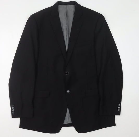 Mens UK Size 44 Charlton Gray Regular Black Suit Jacket