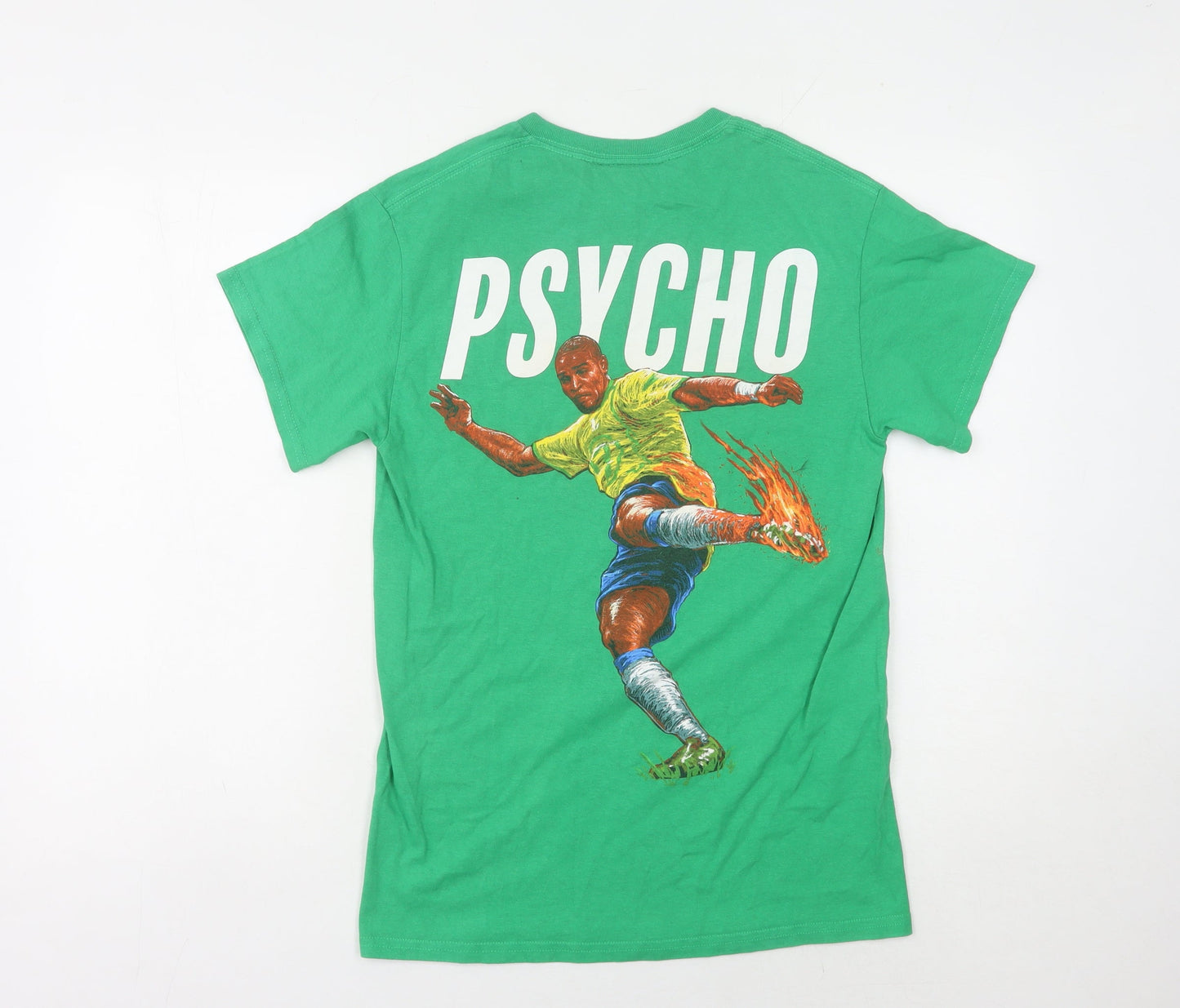 PSYCHO Men's Graphic Green Sport T-Shirt Size S