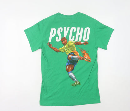 PSYCHO Men's Graphic Green Sport T-Shirt Size S