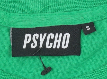 PSYCHO Men's Graphic Green Sport T-Shirt Size S