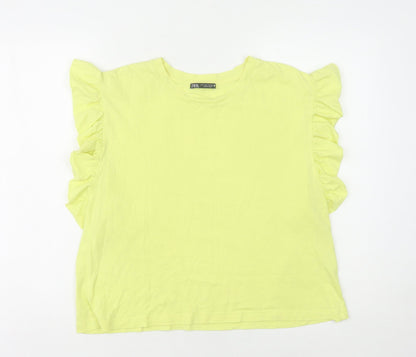 Womens UK Size 12 Zara Yellow Basic Blouse
