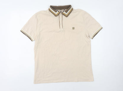 Gabicci Men's Beige Polo Shirt Size S Short Sleeve