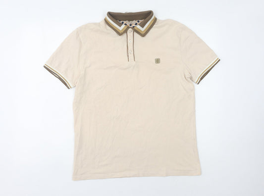 Gabicci Men's Beige Polo Shirt Size S Short Sleeve