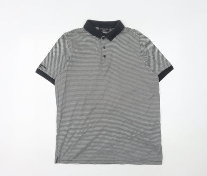 Glenmuir Men's Black Striped Polo Shirt, Size S