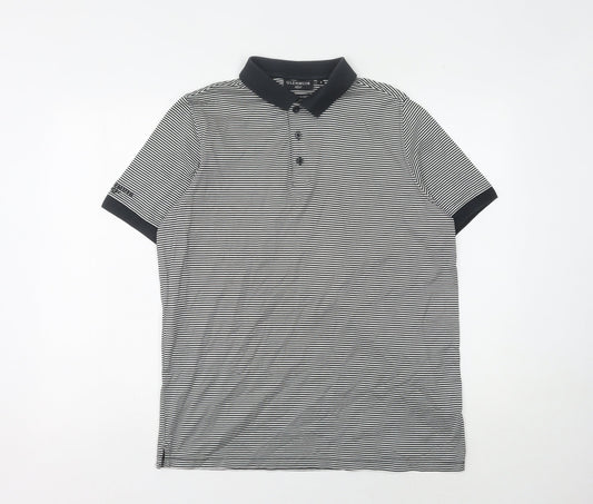 Glenmuir Men's Black Striped Polo Shirt, Size S