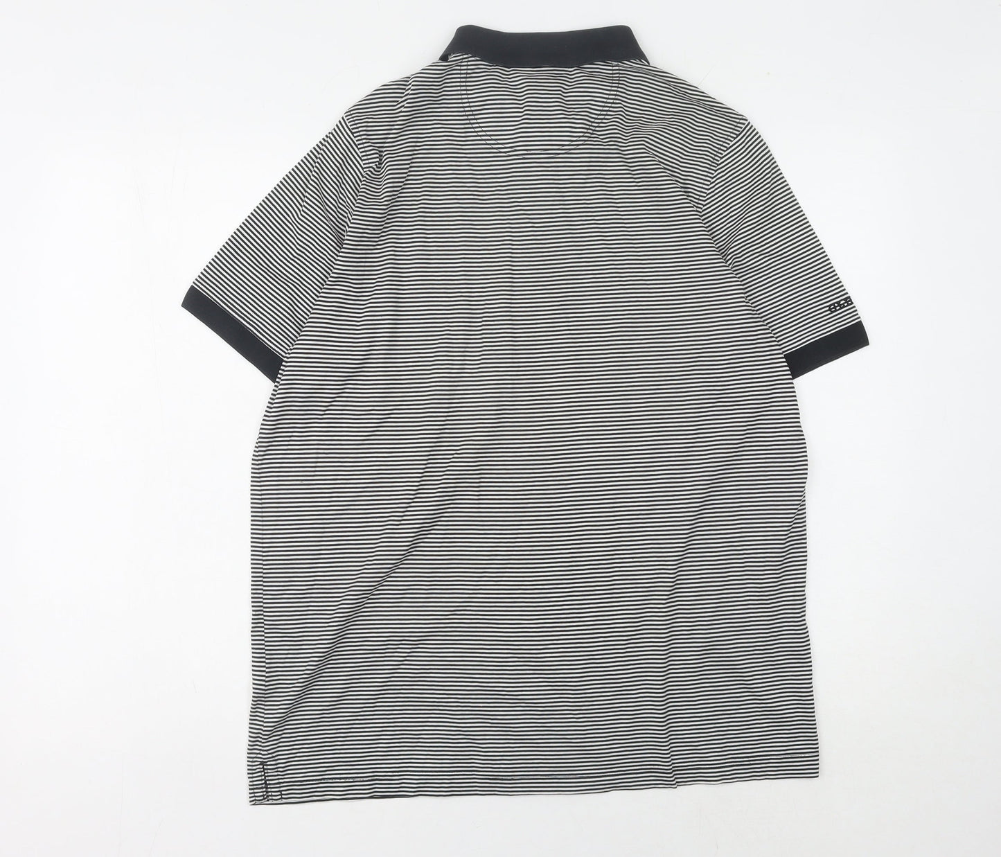 Glenmuir Men's Black Striped Polo Shirt, Size S