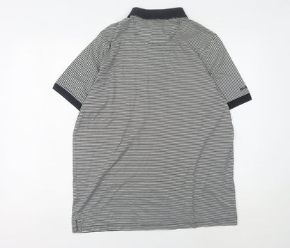 Glenmuir Men's Black Striped Polo Shirt, Size S