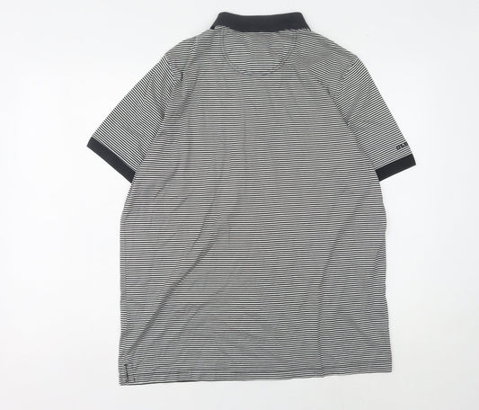 Glenmuir Men's Black Striped Polo Shirt, Size S