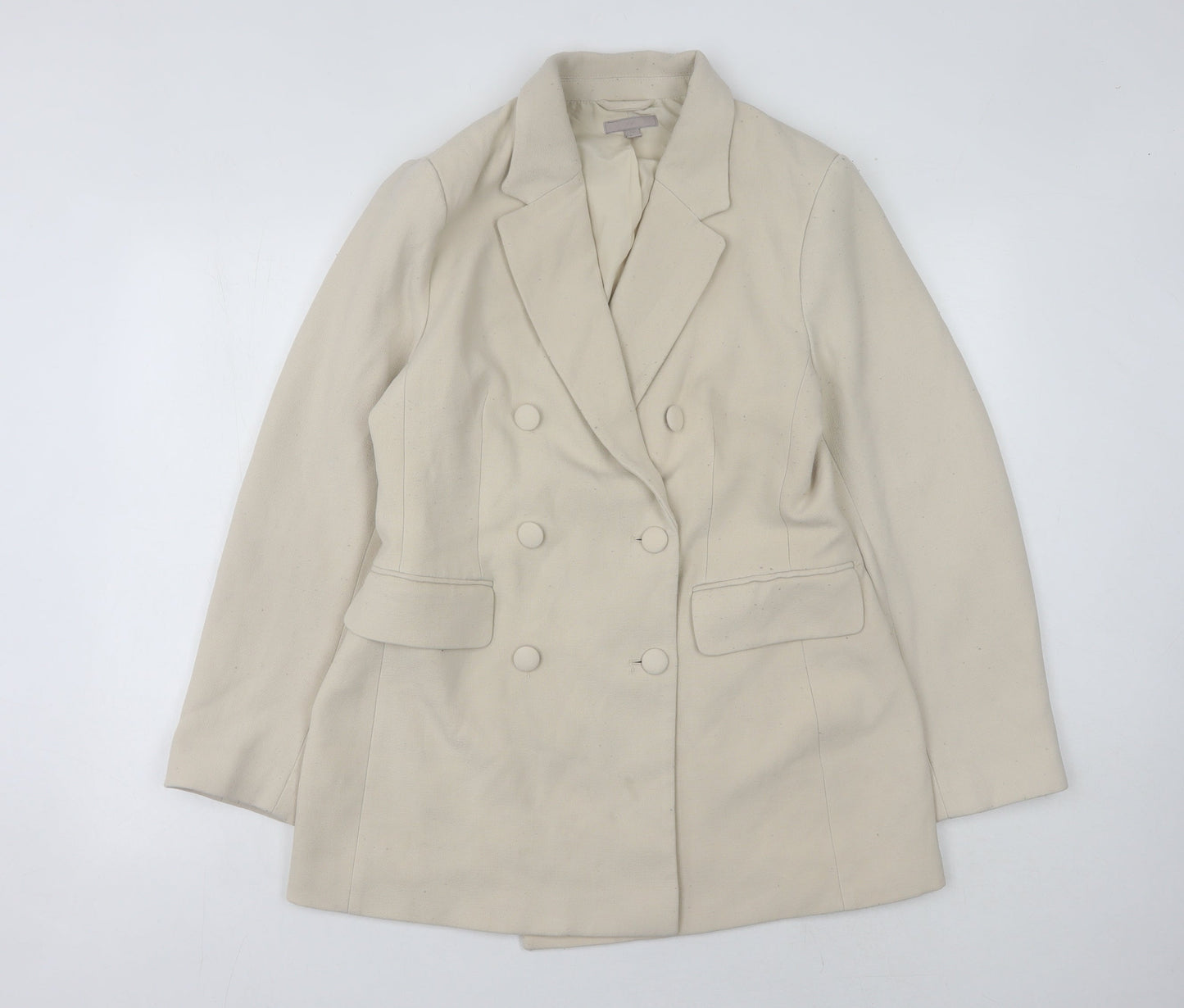 H&M Women's Ivory Double Breasted Blazer Size 14