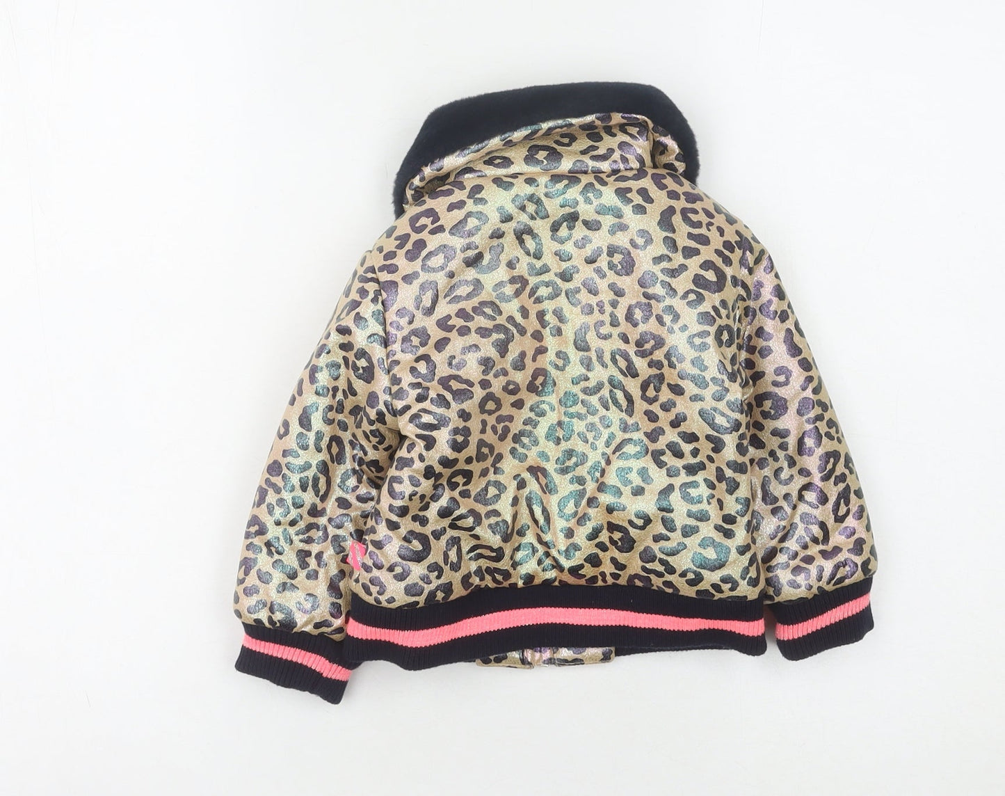 Billieblush Girls Golden Bomber Jacket, 2 Years, Animal Print