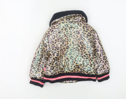 Billieblush Girls Golden Bomber Jacket, 2 Years, Animal Print